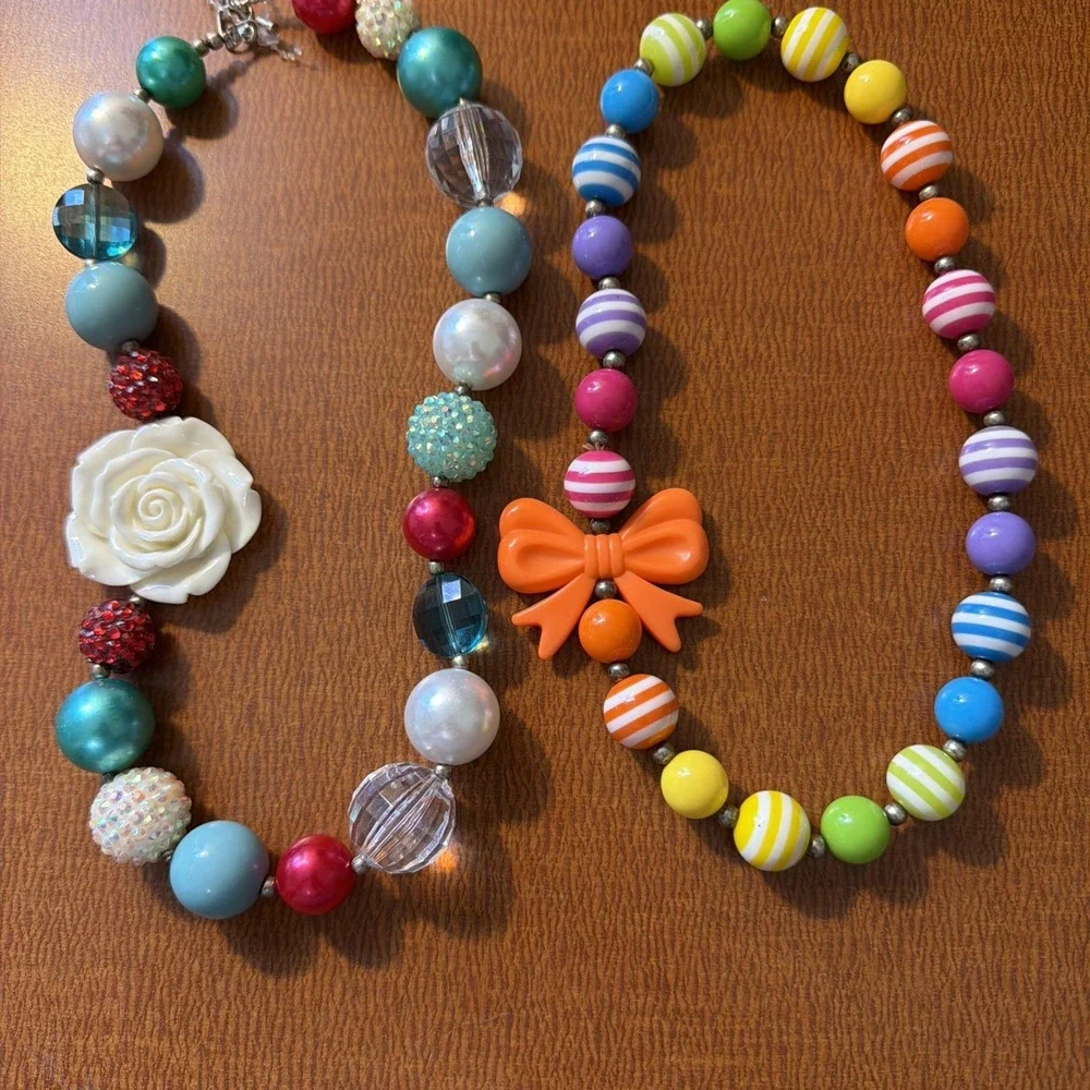 Girls‎ Bubblegum Beaded Statement Necklaces Set Of 2